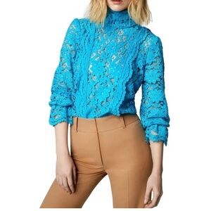 SMYTHE Scalloped Lace Top in Prussian Blue